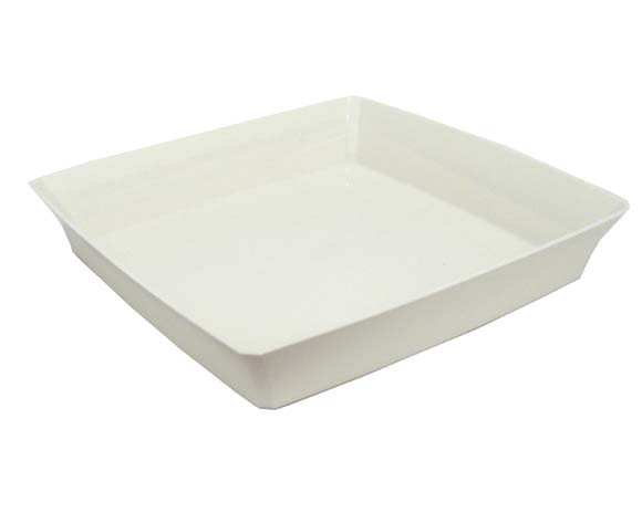 ブルーミングスケープ】観葉植物受皿 スクエア鉢皿（中）ホワイト色